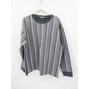 ONS Angelo Crew‎ Sweatshirt Minimalist Scandi Grey H Stripe Side Zip XL NWT
